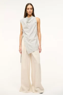 STAUD SAWYER TOP  IVORY MICRO STRIPE IVORYMICROSTRIPE Outlet
