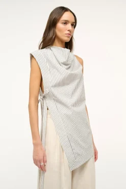 STAUD SAWYER TOP  IVORY MICRO STRIPE IVORYMICROSTRIPE Outlet