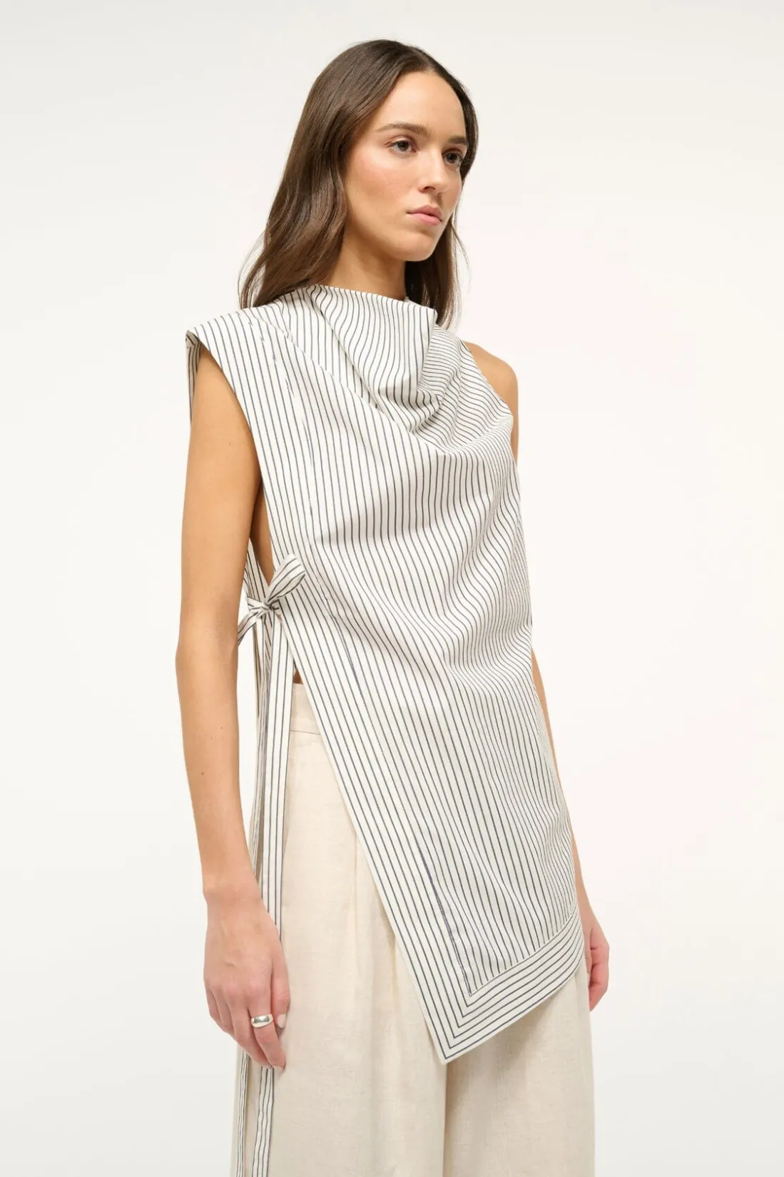 STAUD SAWYER TOP IVORY MICRO STRIPE IVORYMICROSTRIPE Outlet