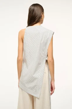 STAUD SAWYER TOP IVORY MICRO STRIPE IVORYMICROSTRIPE Outlet