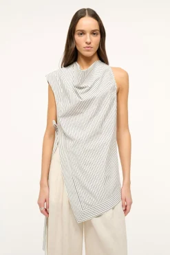 STAUD SAWYER TOP IVORY MICRO STRIPE IVORYMICROSTRIPE Outlet