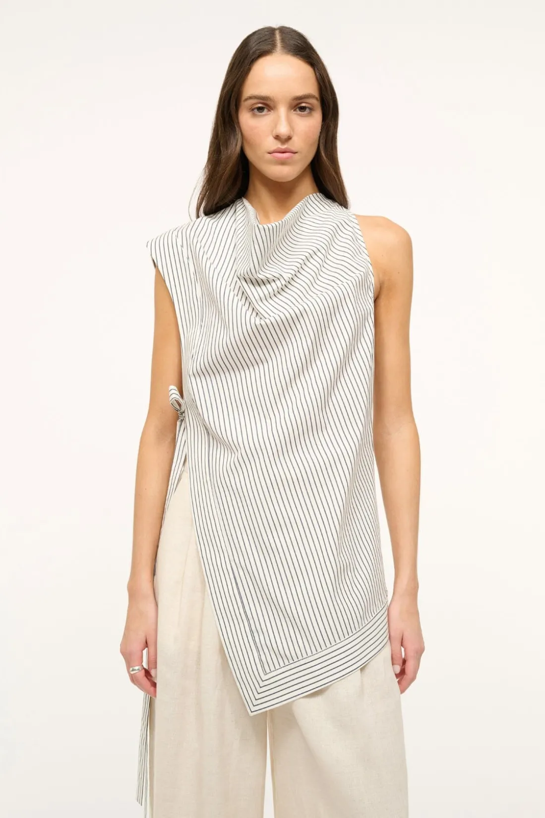STAUD SAWYER TOP IVORY MICRO STRIPE IVORYMICROSTRIPE Outlet