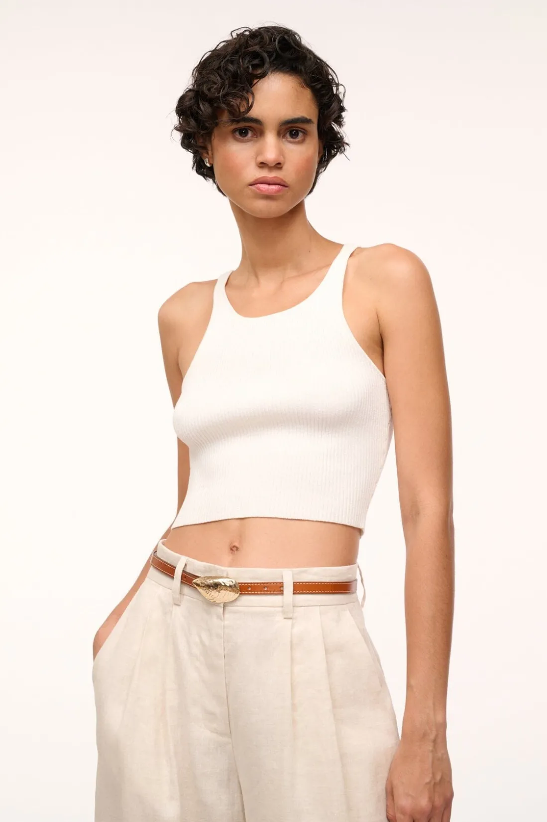 STAUD SHELL BUCKLE BELT TAN