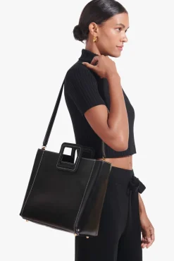 STAUD SHIRLEY LEATHER BAG   BLACK Hot