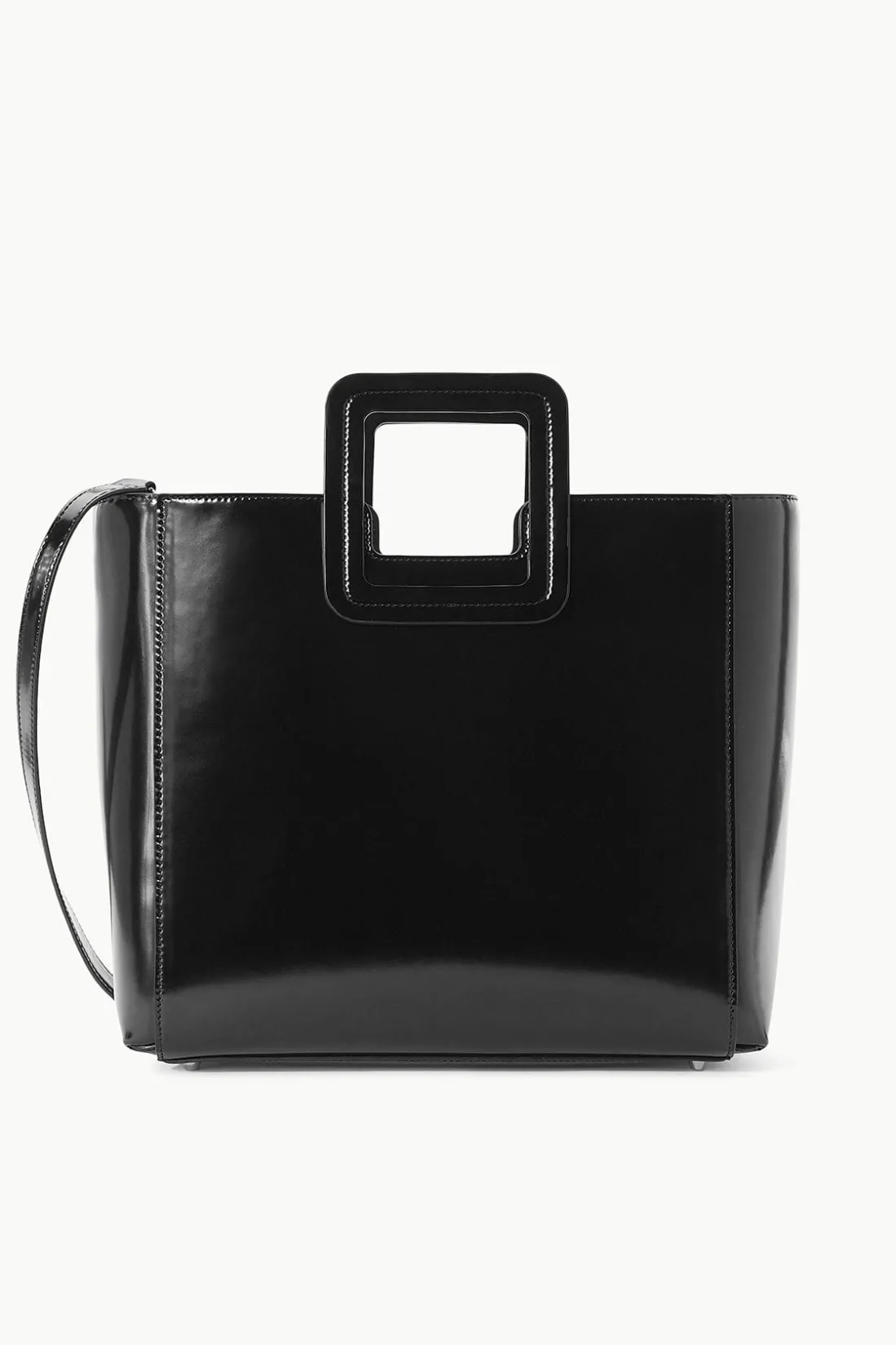 STAUD SHIRLEY LEATHER BAG POLISHED BLACK