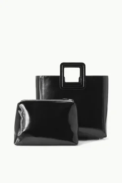 STAUD SHIRLEY LEATHER BAG POLISHED BLACK