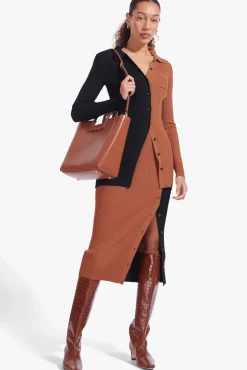 STAUD SHIRLEY LEATHER BAG  SADDLE TAN Clearance