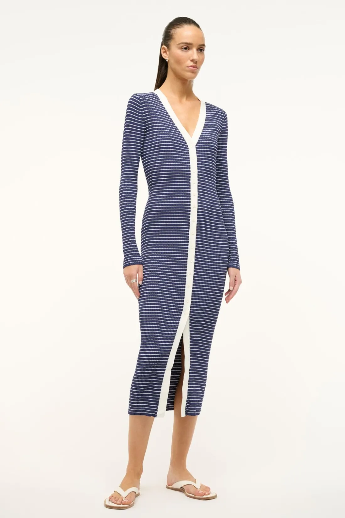 STAUD SHOKO SWEATER NAVY MICRO STRIPE NAVYMICROSTRIPE Clearance