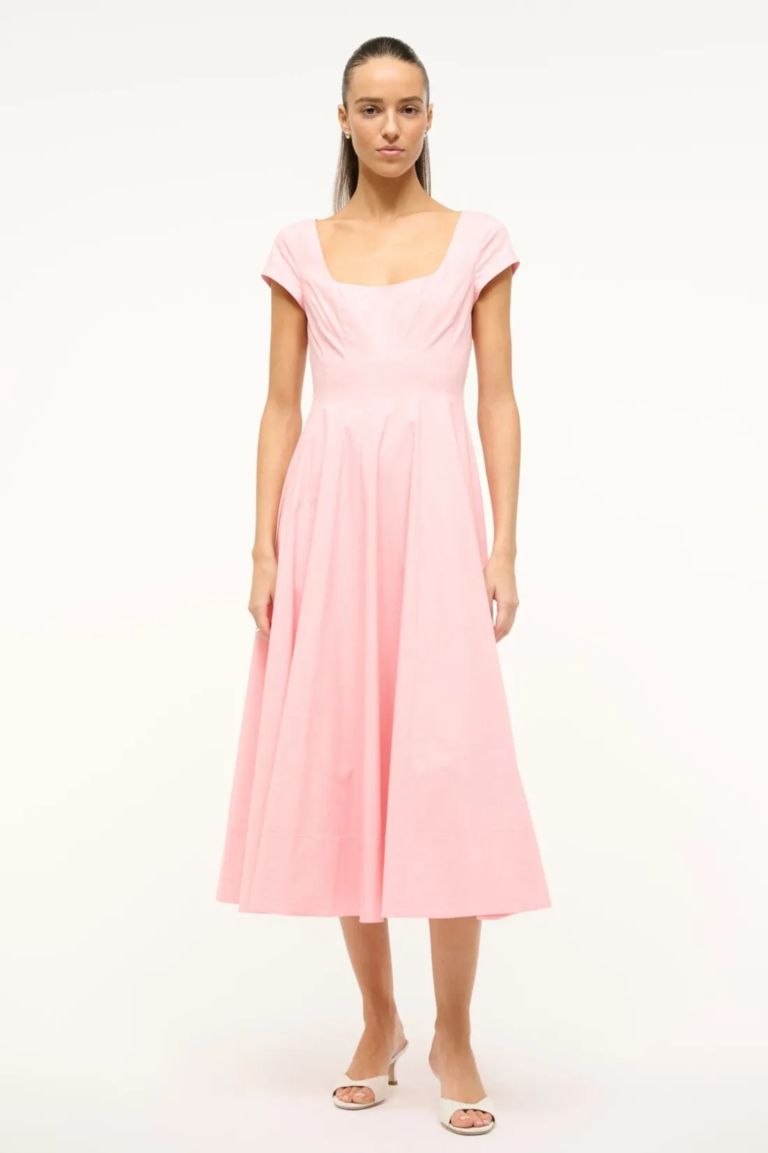 STAUD SHORT SLEEVE WELLS DRESS PEARL PINK PEARLPINK New