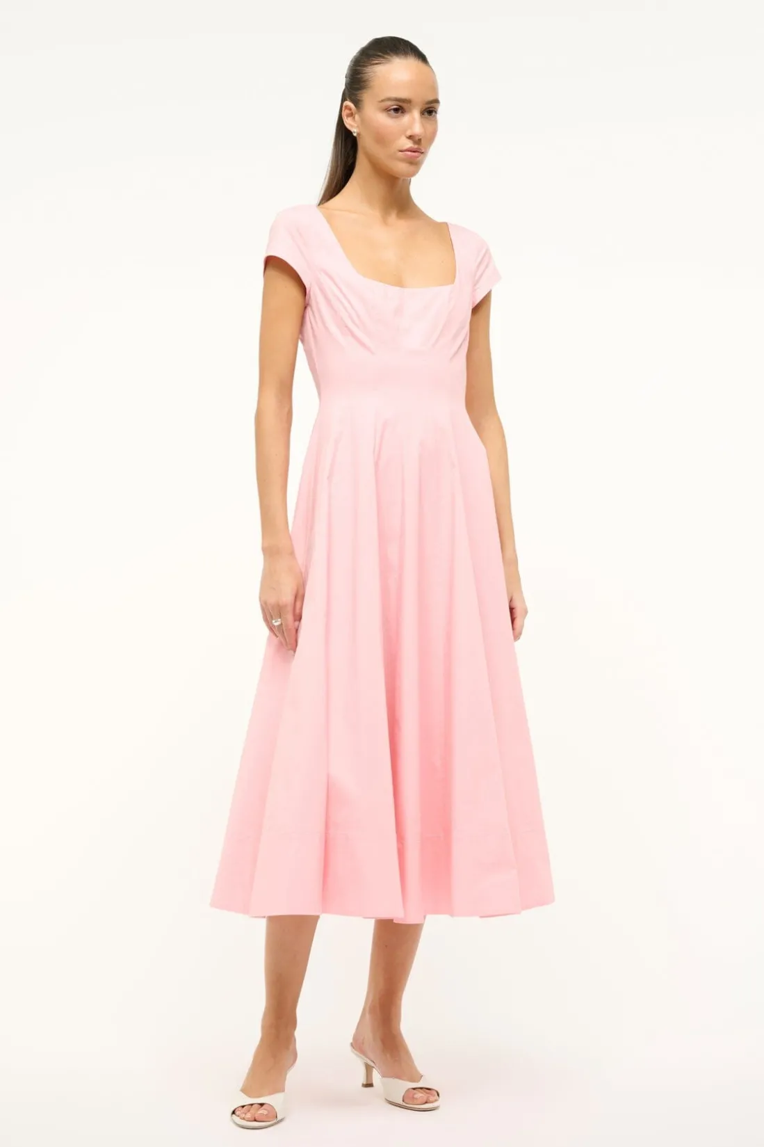 STAUD SHORT SLEEVE WELLS DRESS PEARL PINK PEARLPINK New