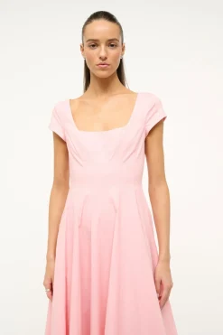 STAUD SHORT SLEEVE WELLS DRESS PEARL PINK PEARLPINK New