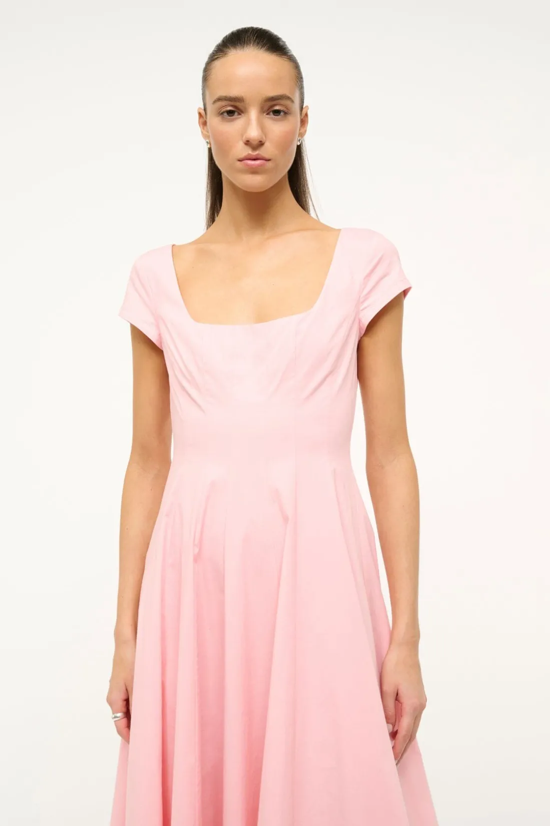 STAUD SHORT SLEEVE WELLS DRESS PEARL PINK PEARLPINK New