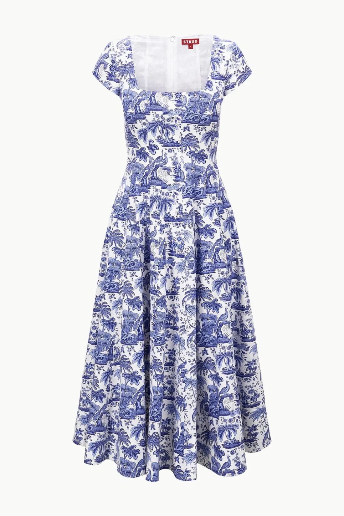 STAUD SHORT SLEEVE WELLS DRESS BLUE TOILE BLUETOILE Discount
