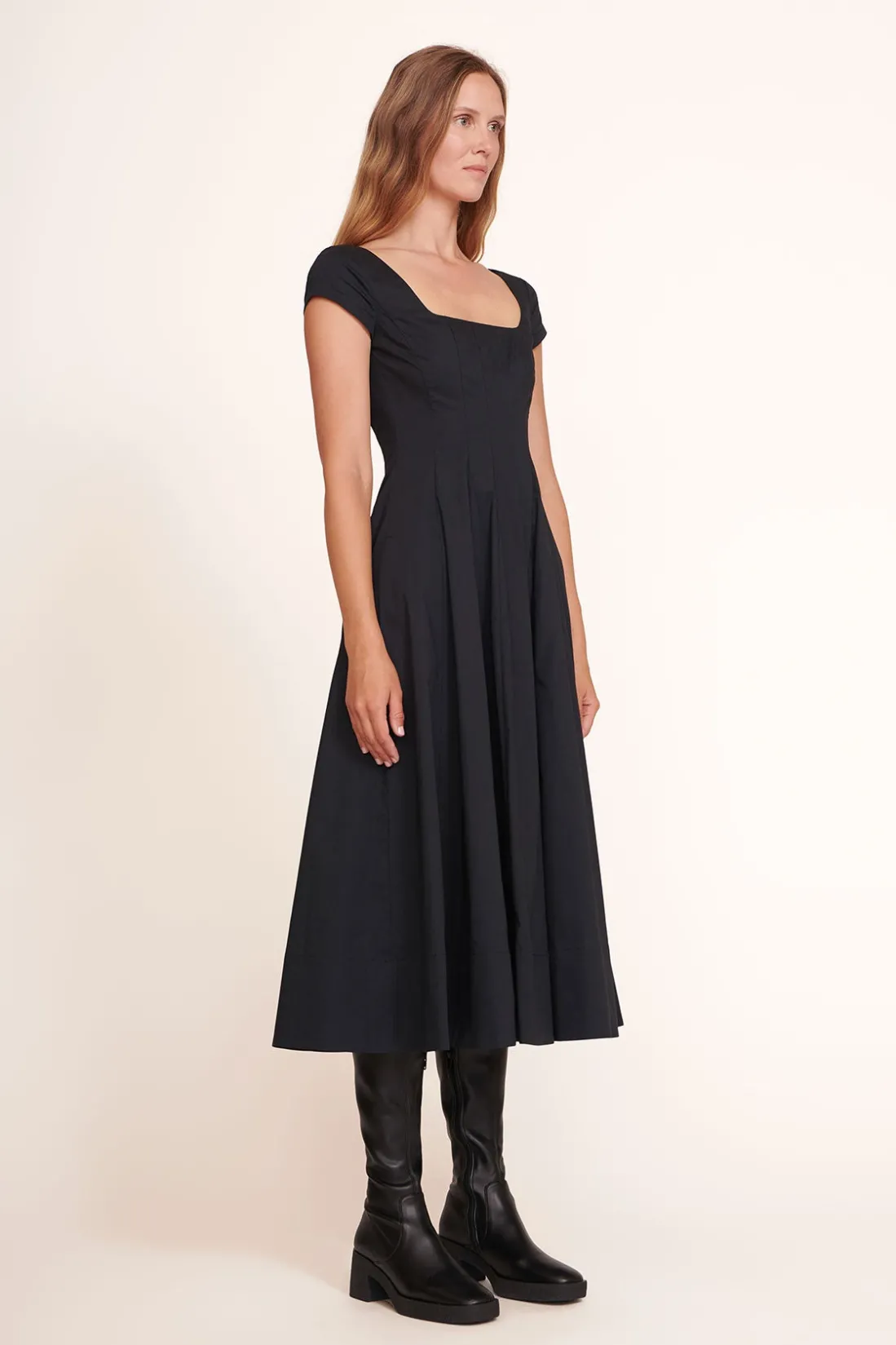 STAUD SHORT SLEEVE WELLS DRESS BLACK Sale