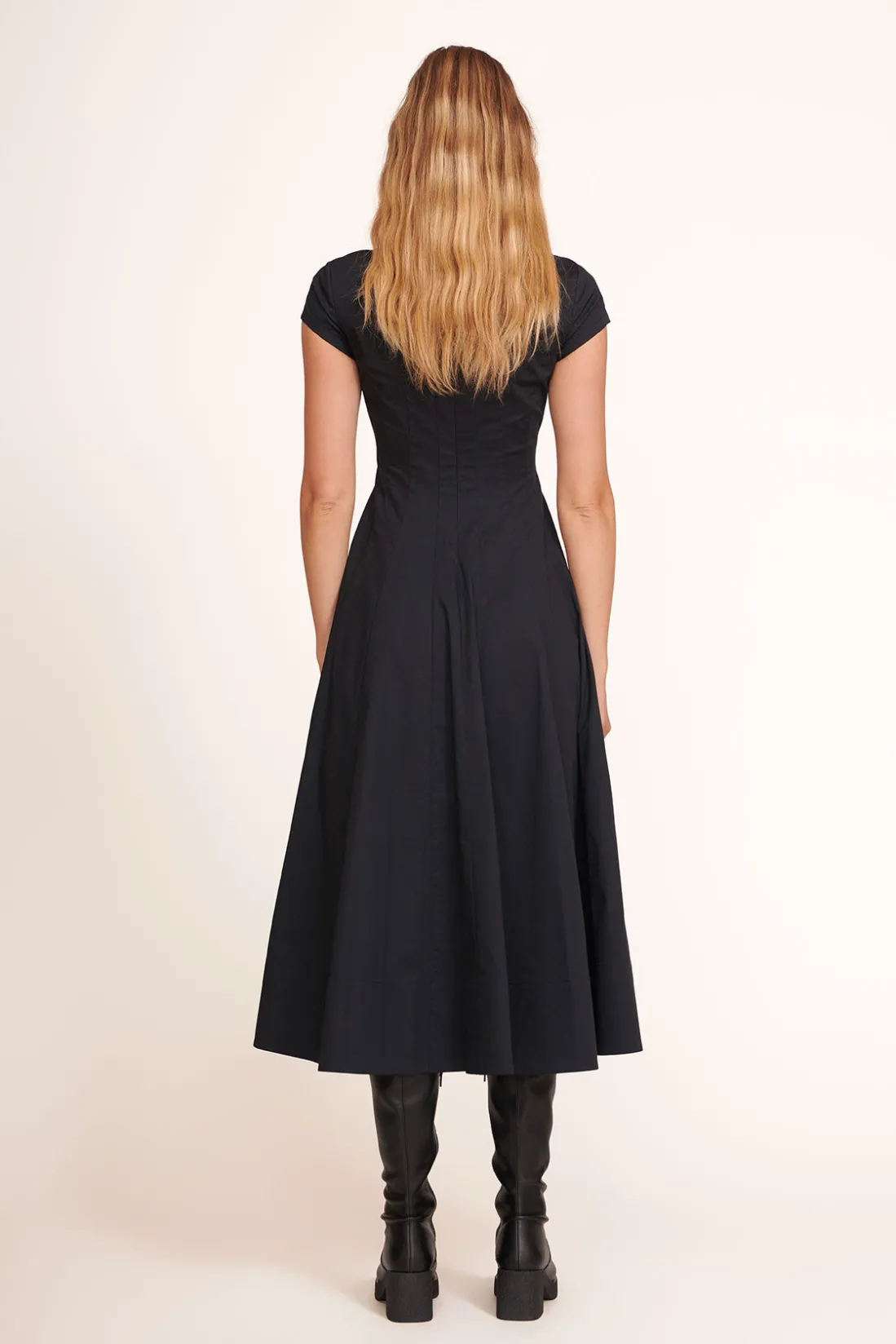 STAUD SHORT SLEEVE WELLS DRESS BLACK Sale
