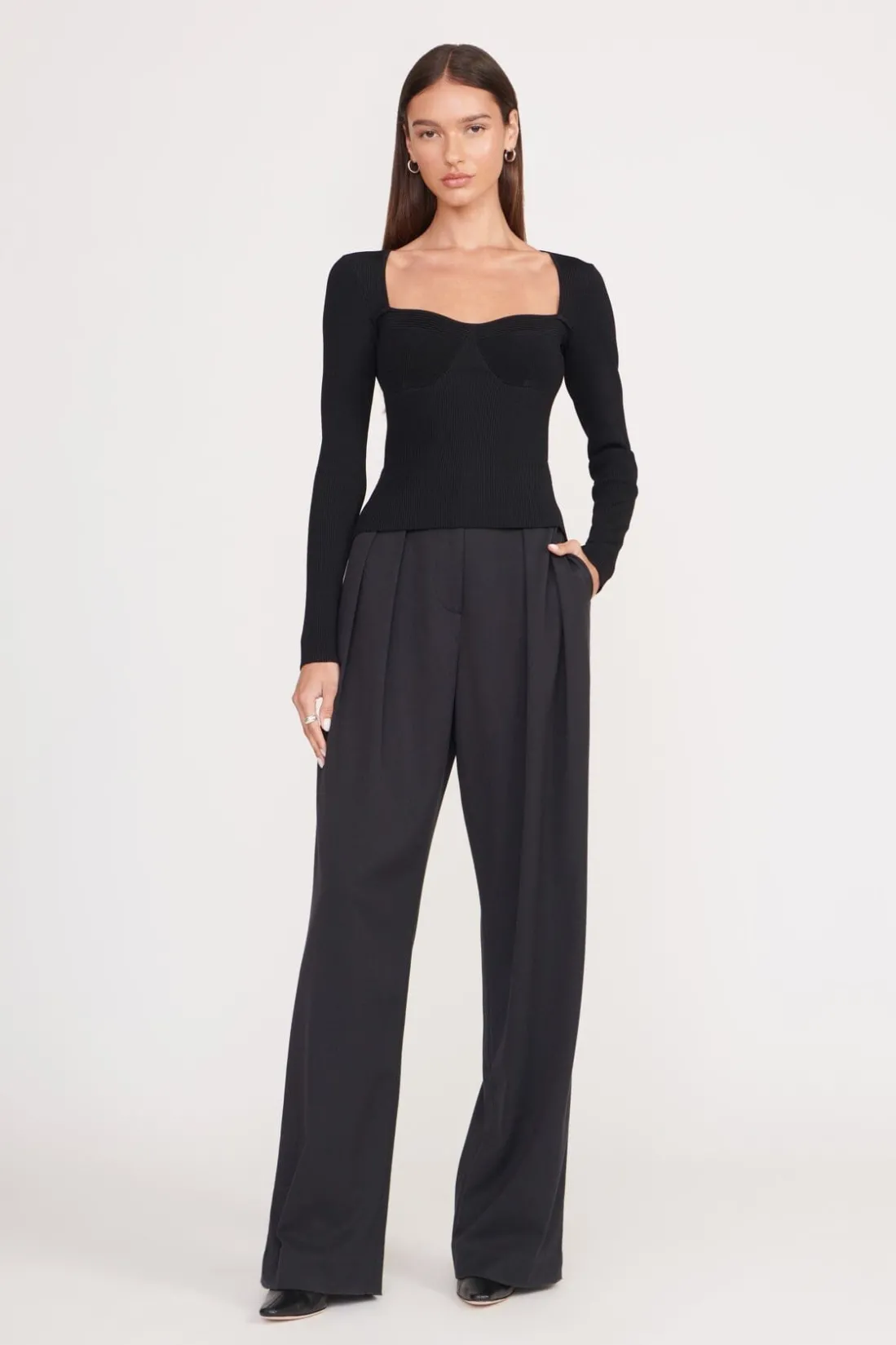 STAUD SILHOUETTE TOP BLACK