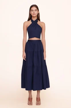 STAUD SMOCKED KAI TOP   NAVY New