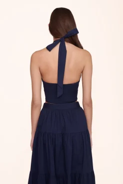 STAUD SMOCKED KAI TOP   NAVY New