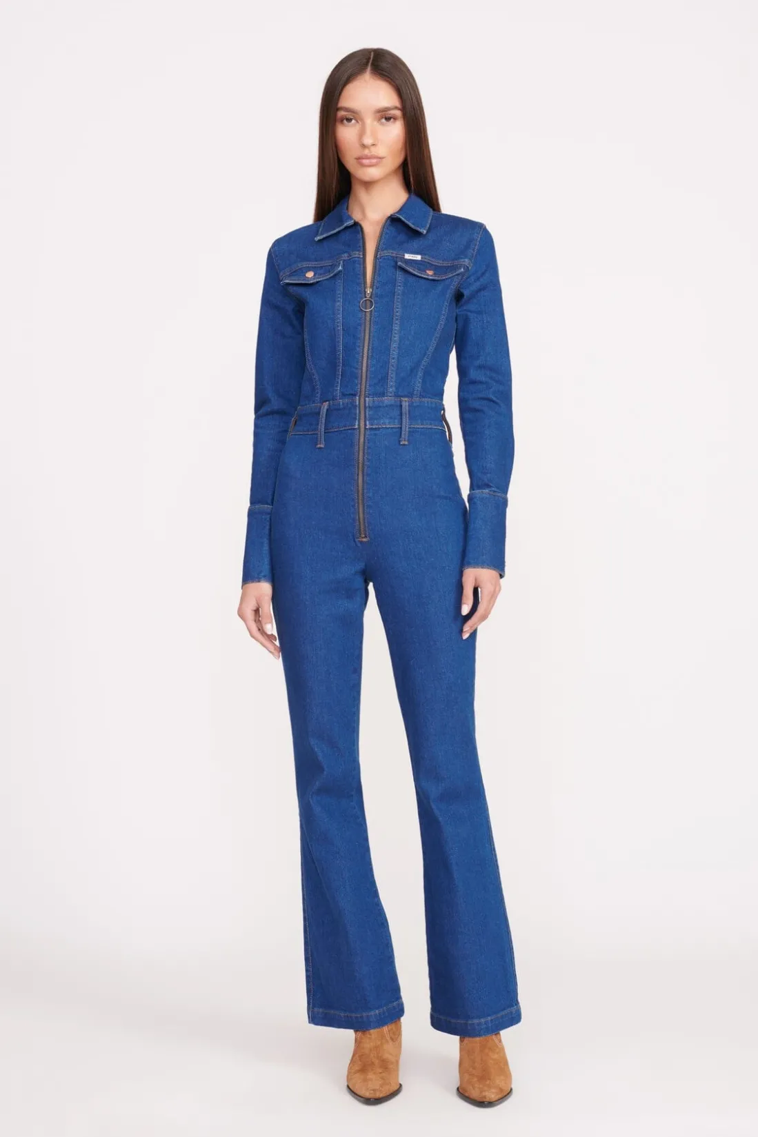 STAUD + WRANGLER THE BODY JUMPSUIT DARK RINSE DARKRINSE Discount