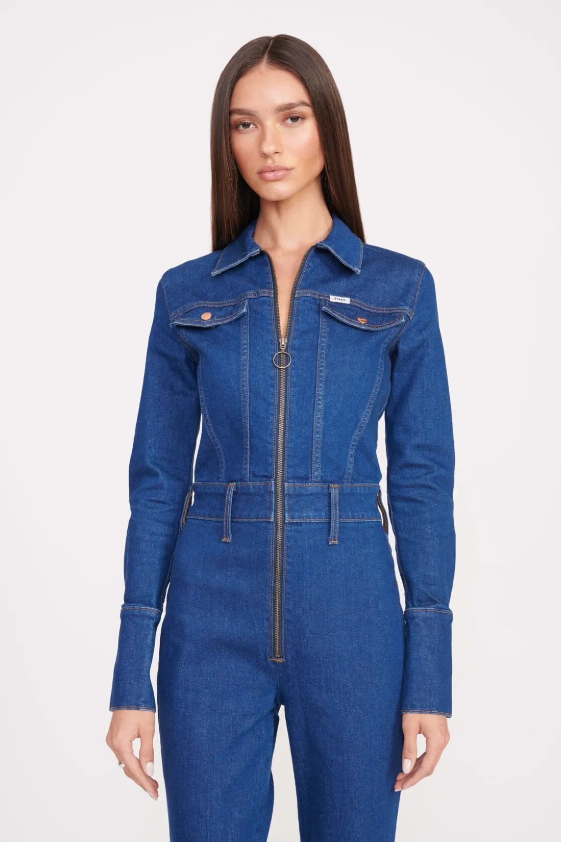 STAUD + WRANGLER THE BODY JUMPSUIT DARK RINSE DARKRINSE Discount