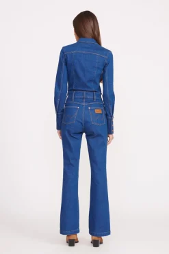 STAUD + WRANGLER THE BODY JUMPSUIT DARK RINSE DARKRINSE Discount