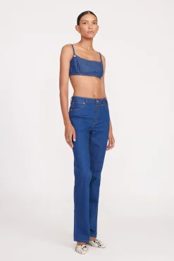 STAUD + WRANGLER THE JEAN BIKINI TOP  DARK RINSE DARKRINSE Hot