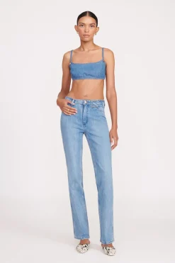 STAUD + WRANGLER THE JEAN BIKINI TOP  MID BLUE MIDBLUE New