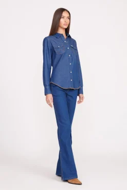 STAUD + WRANGLER THE WESTERN SHIRT  DARK RINSE DARKRINSE Outlet