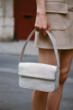 STAUD TOMMY BEADED BAG   SILVER Discount