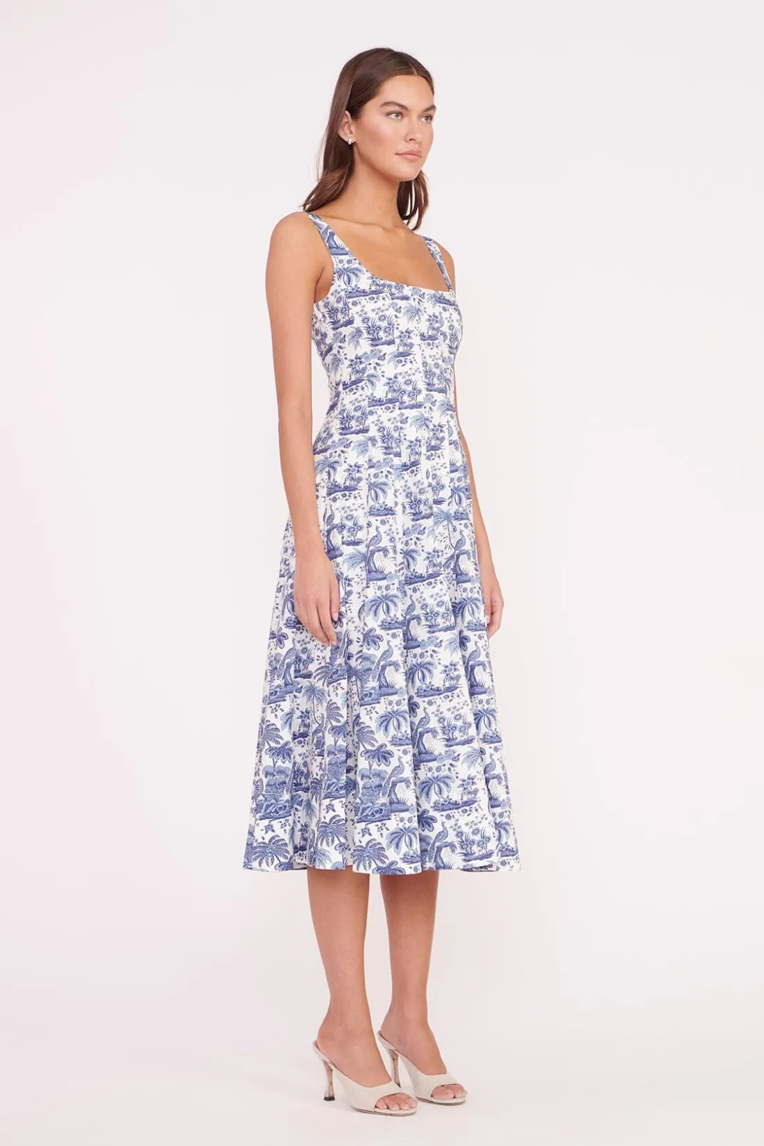 STAUD WELLS DRESS BLUE TOILE CHINABLUETOILE Best