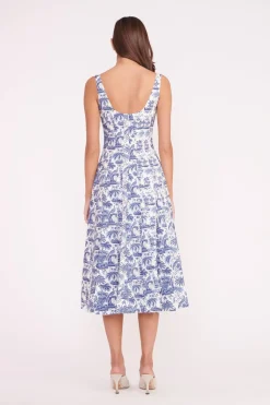 STAUD WELLS DRESS BLUE TOILE CHINABLUETOILE Best