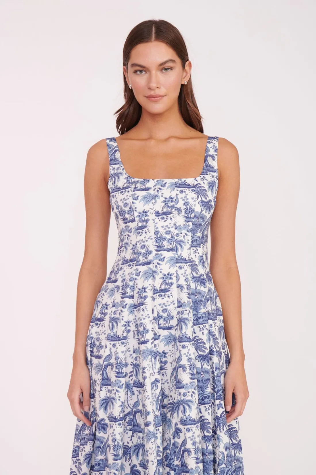 STAUD WELLS DRESS BLUE TOILE CHINABLUETOILE Best
