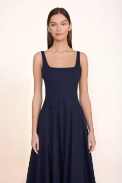 STAUD WELLS DRESS   NAVY Discount