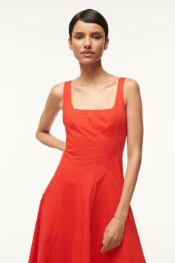 STAUD WELLS DRESS  RED ROSE REDROSE Hot